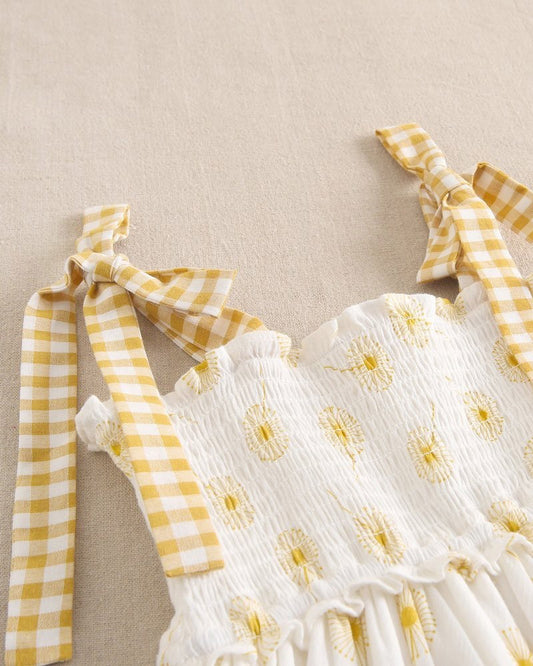 Vestido de niña de tirantes y nido de abeja - Dadati