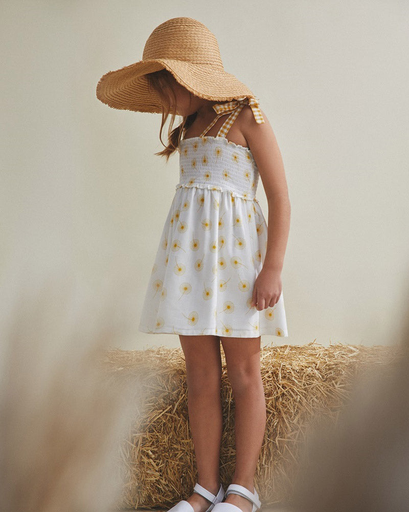 Vestido de niña de tirantes y nido de abeja Dadati – Tienda