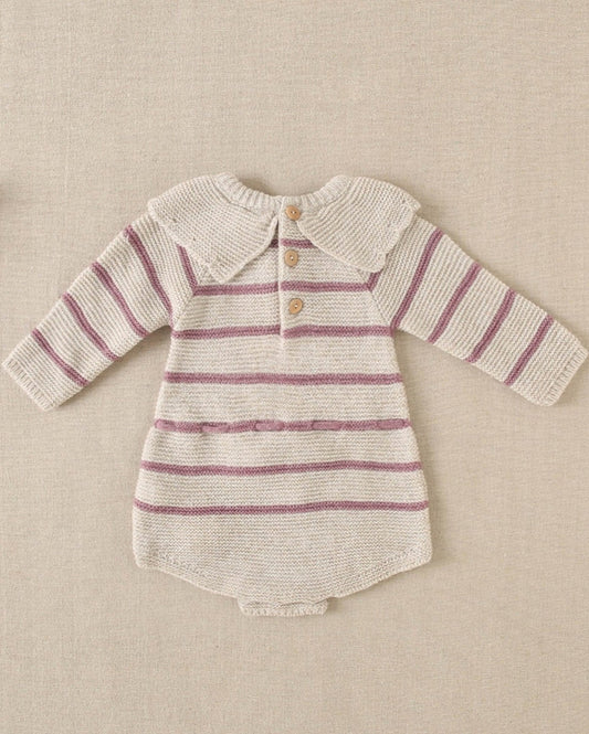 Ranita bebé punto beige y morado