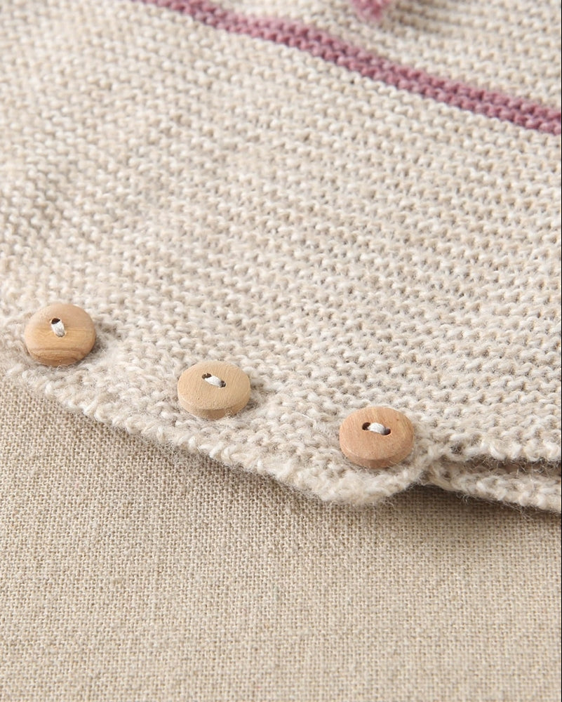 Ranita bebé punto beige y morado