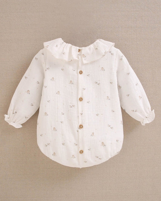 Ranita bebé unisex bambula pajaritos arena