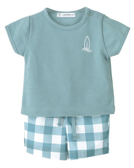 Conjunto Pantalon Niño Cuadros Azul - Calamaro