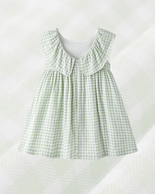 Vestido Niña Volante Vichy Verde
