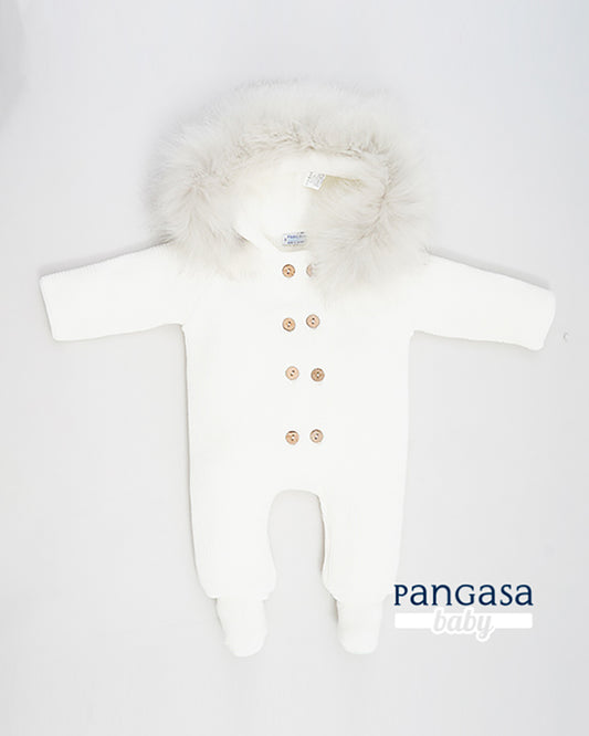 Buzo Bebé Punto Doble Pelo Natural Sintético Marfil - Pangasa Baby