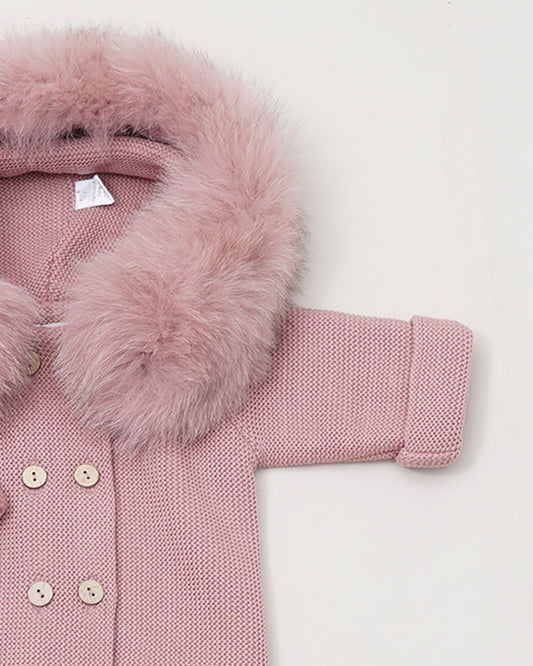 Buzo Bebé Punto Doble Pelo Natural Sintético Rosé - Pangasa Baby