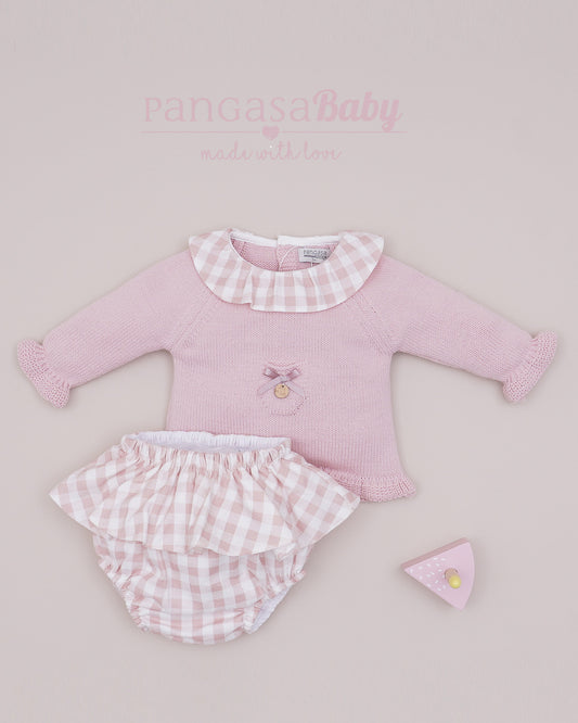 Conjunto Braguita Sweet Cake Cuadros Rosa Empolvado - Pangasa Baby