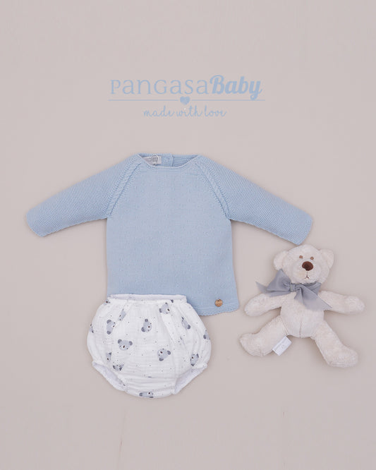 Conjunto Ranita Osito Boble Celeste Empolvado - Pangasa Baby