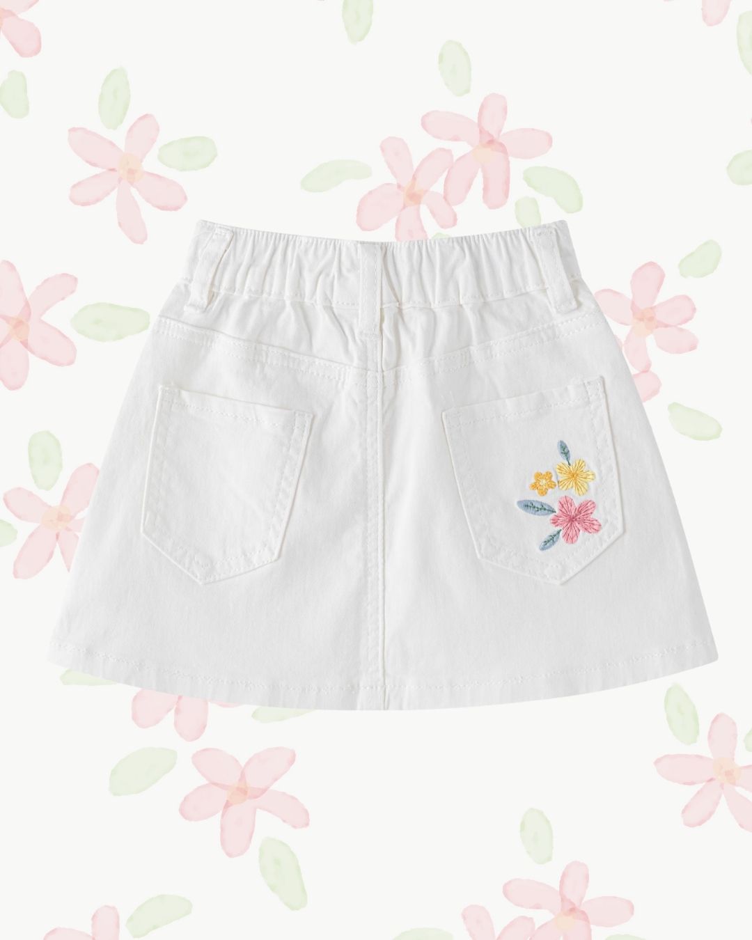 Conjunto Falda Bordada Vaquera Blanca