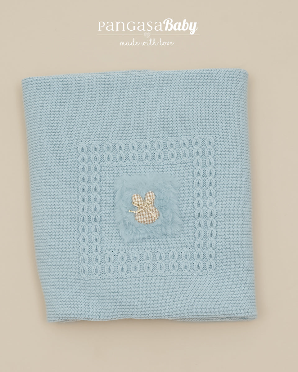 Mantita Bambi y Conejo Celeste Empolvado - Pangasa Baby