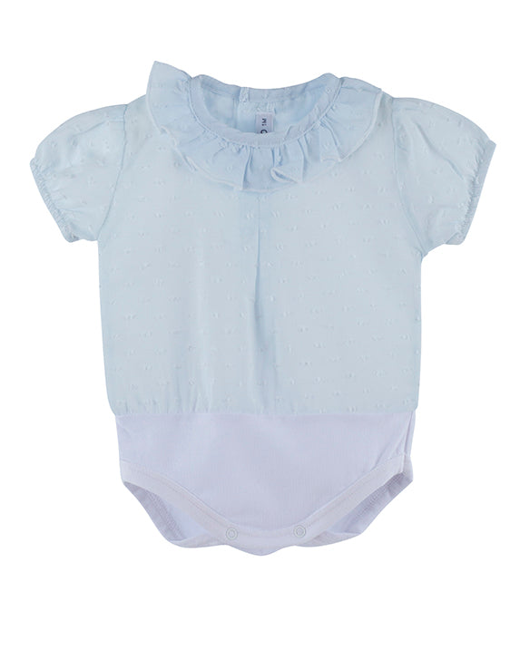 Body Manga Corta Plumeti Celeste - Calamaro