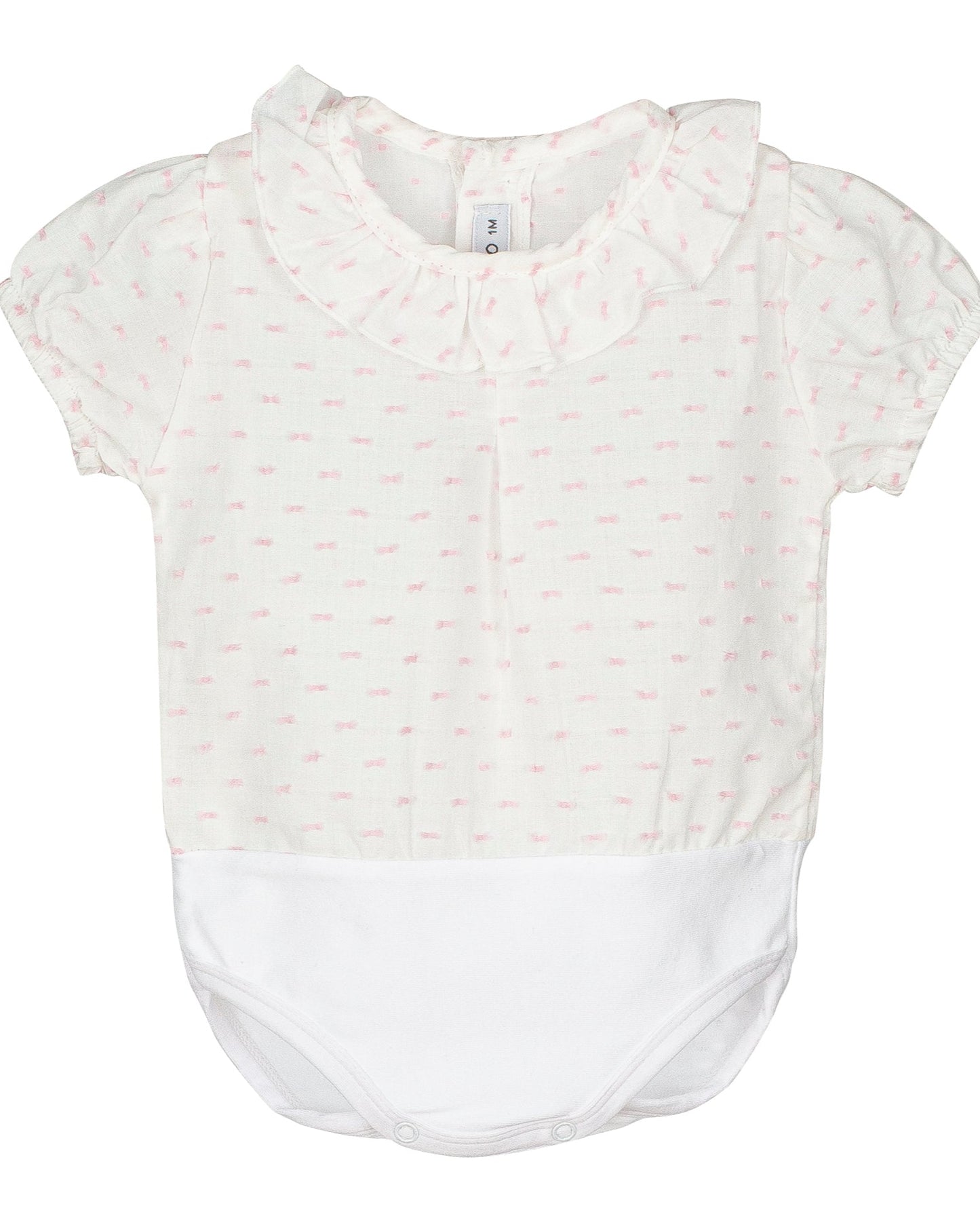 Body Manga Corta Plumeti Bicolor Blanco / Nude - Calamaro