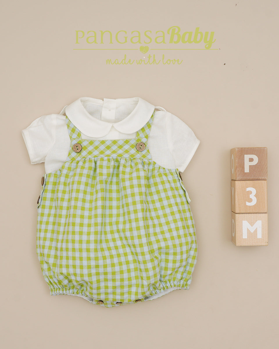 Conjunto Peto Cuadros Pistacho Familia Pistacchio - Pangasa Baby