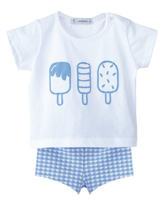 Conjunto Baño Niño Vichy Azul - Calamaro