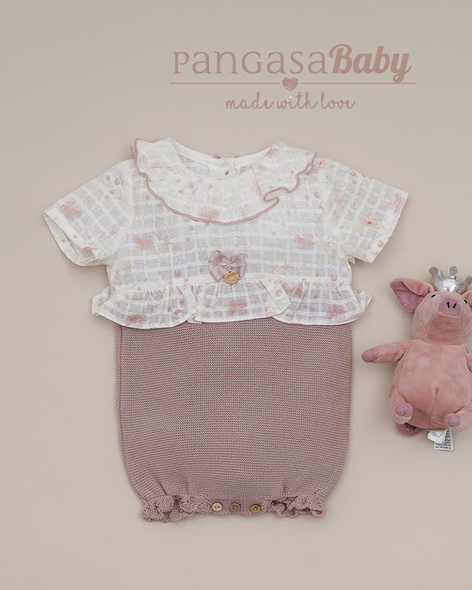 Pelele Punto Tela Rosa Vintage - Pangasa Baby