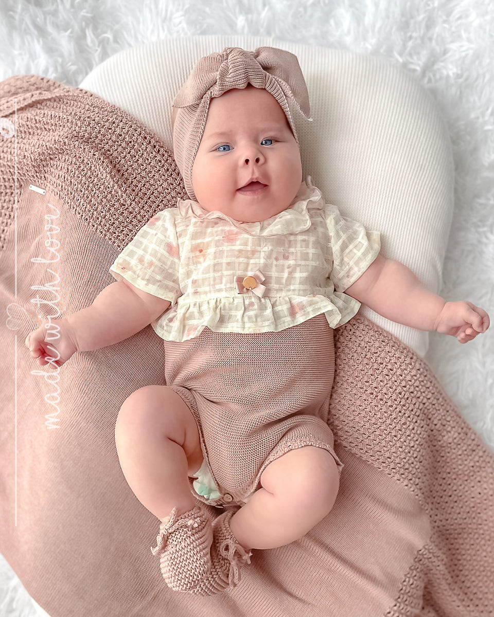 Pelele Punto Tela Rosa Vintage - Pangasa Baby