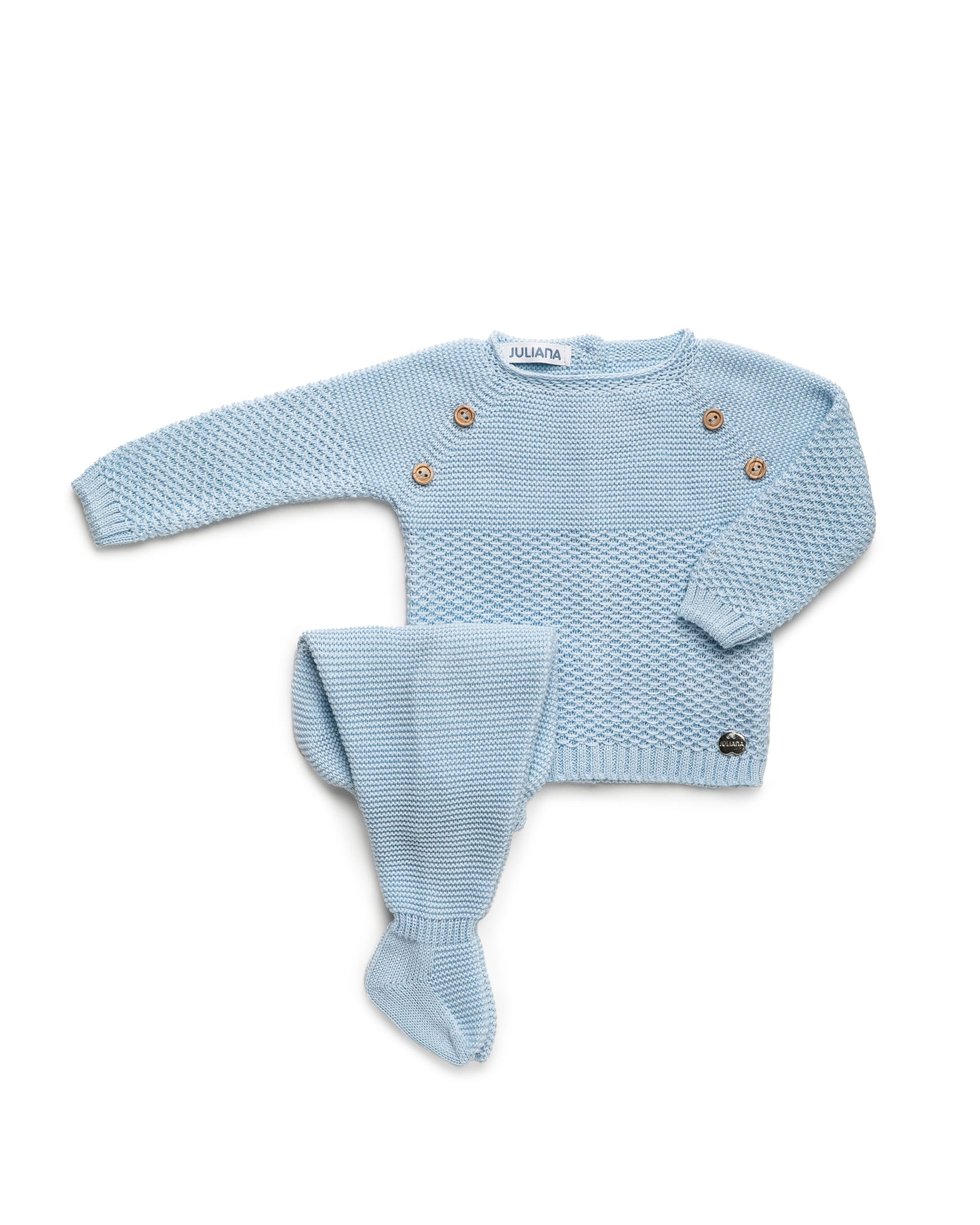 Conjunto Polaina Botones Celeste - Juliana