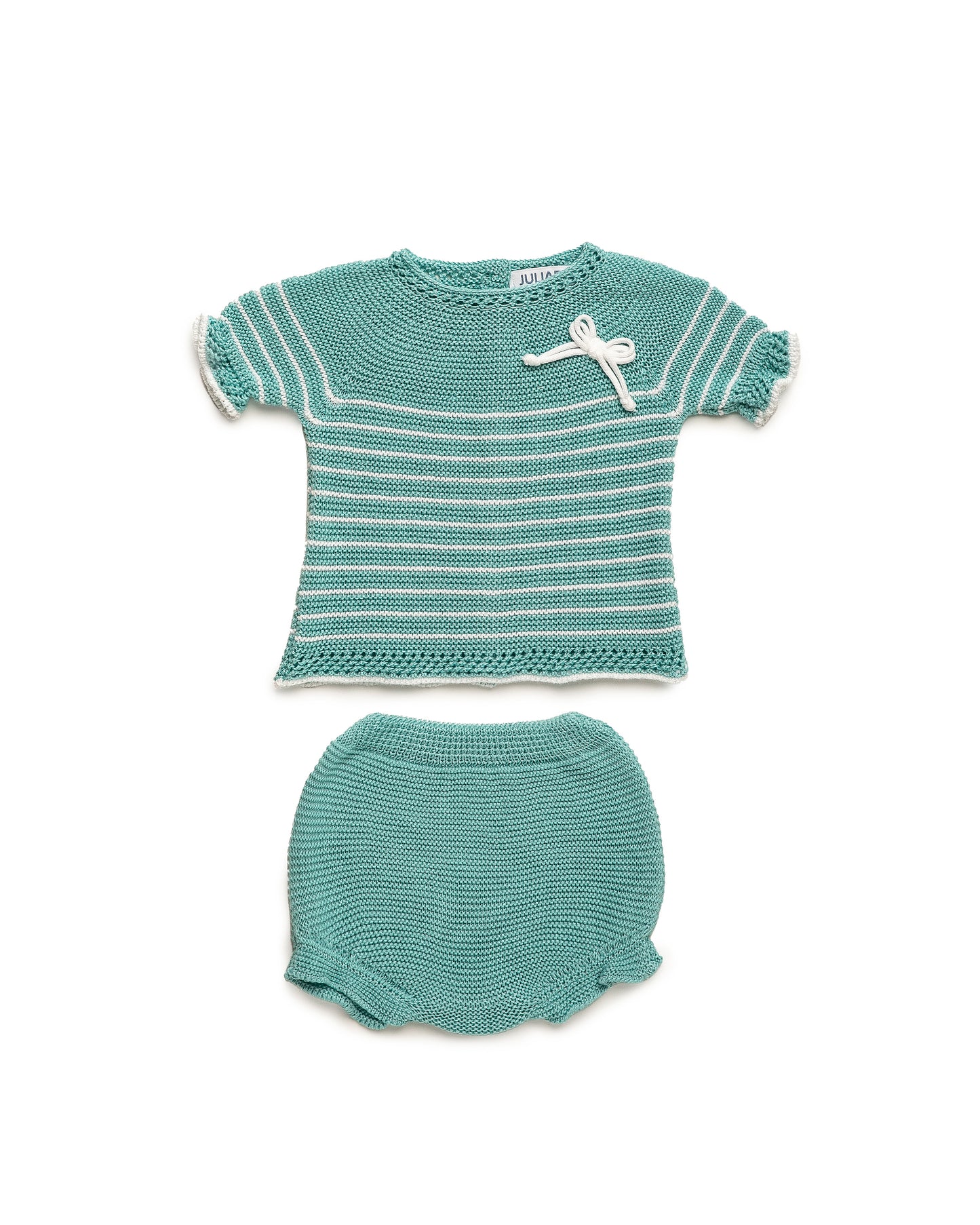 Conjunto Braga Punto Rayado Verde Lago - Colección Lebeche de Juliana