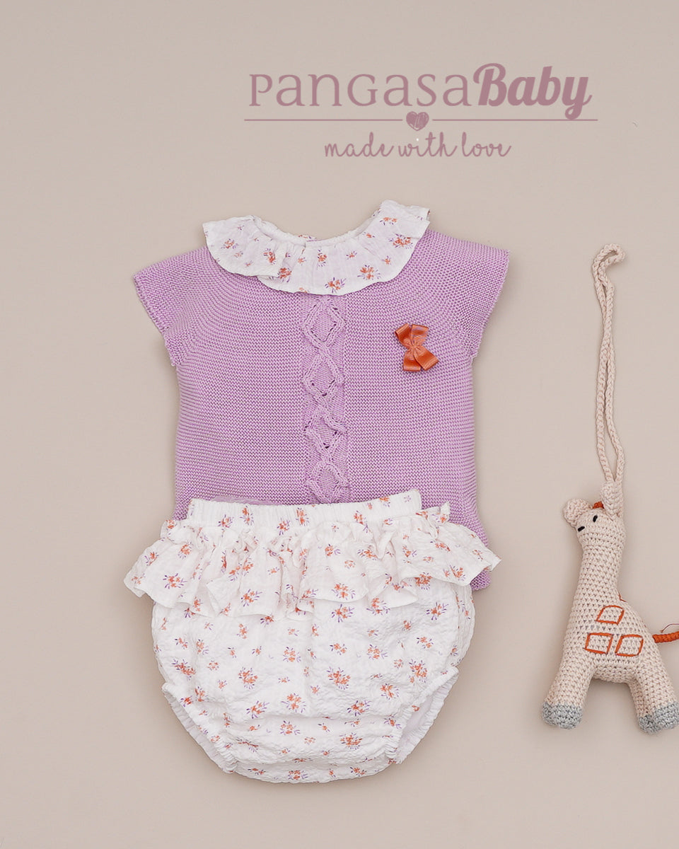 Conjunto Braguita Flores Lila Familia Lila&Peach - Pangasa Baby