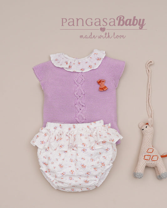Conjunto Braguita Flores Lila Familia Lila&Peach - Pangasa Baby