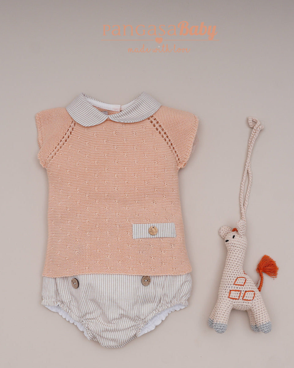 Conjunto Cuello Bebé Ranita Melocotón Familia Honey Peach - Pangasa Baby