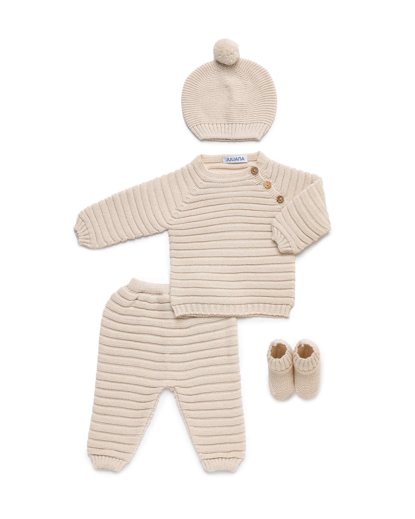 Conjunto Bebé 4 Piezas Lines Crema 25550 - Colección Sonata de Juliana