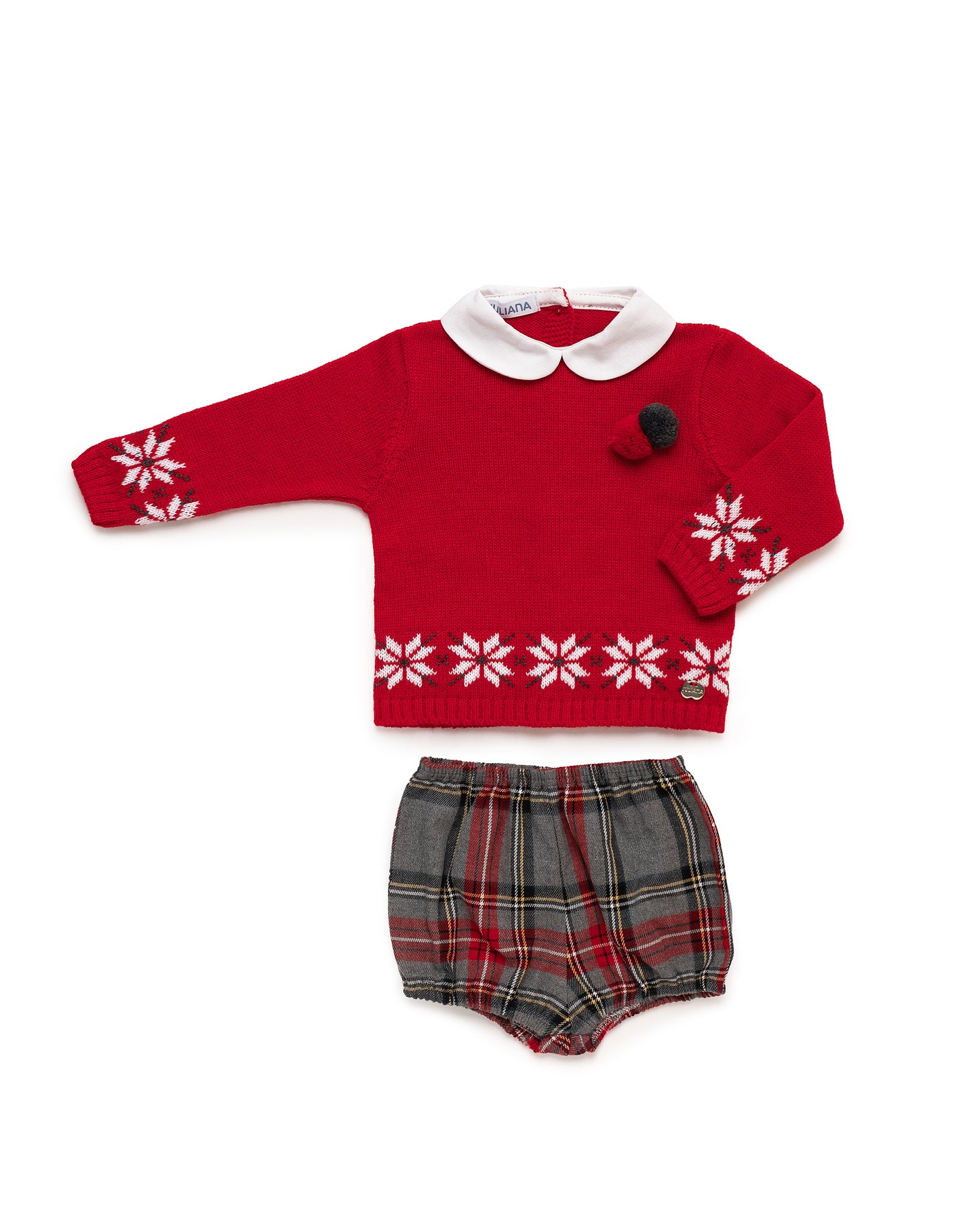Conjunto Bebé Niño Navidad Pantalon Cuadros Rojo 25585 - Colección Melodia de Juliana