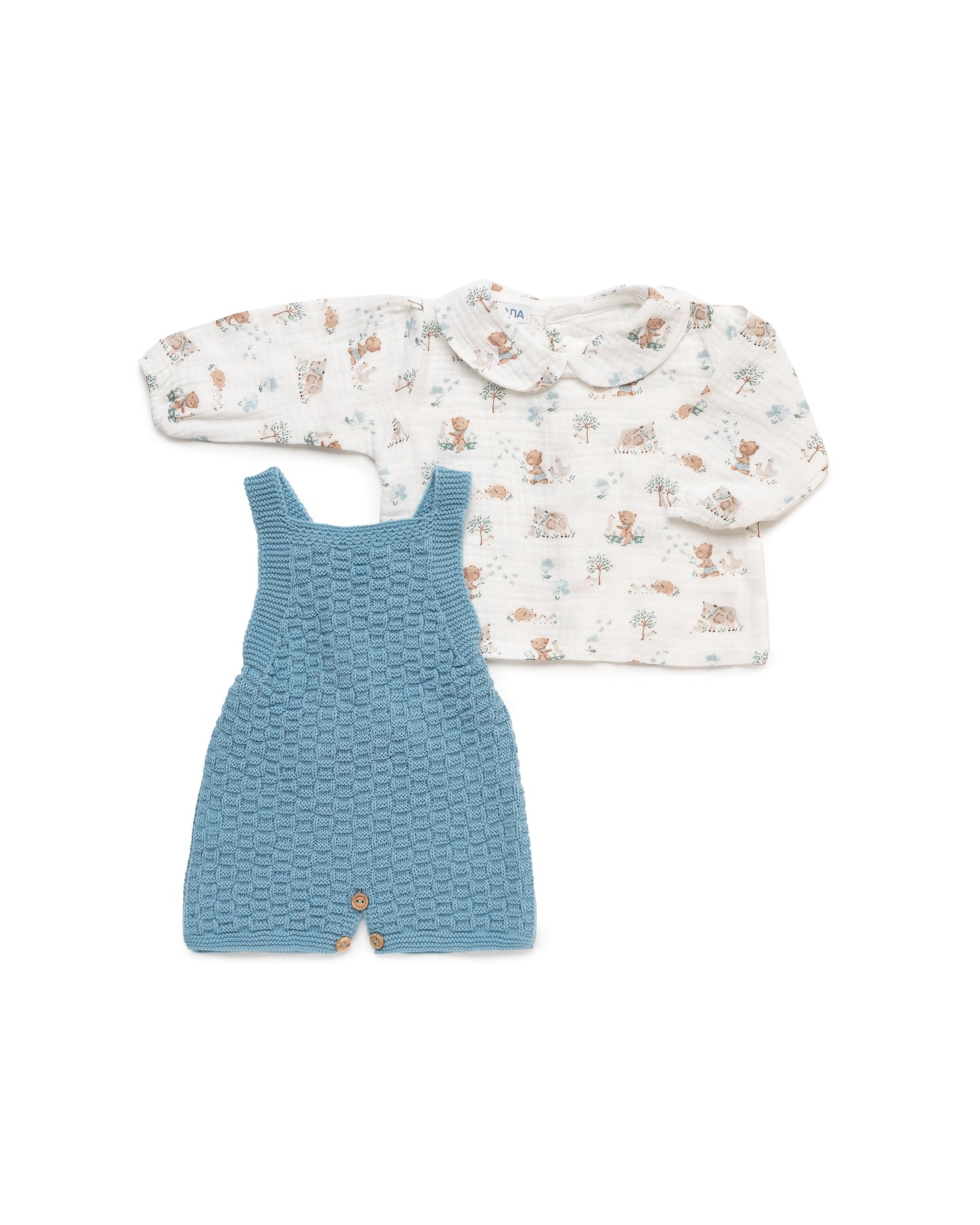 Peto Con Camisa Animalitos Azul Nube - Colección Trazos de Juliana