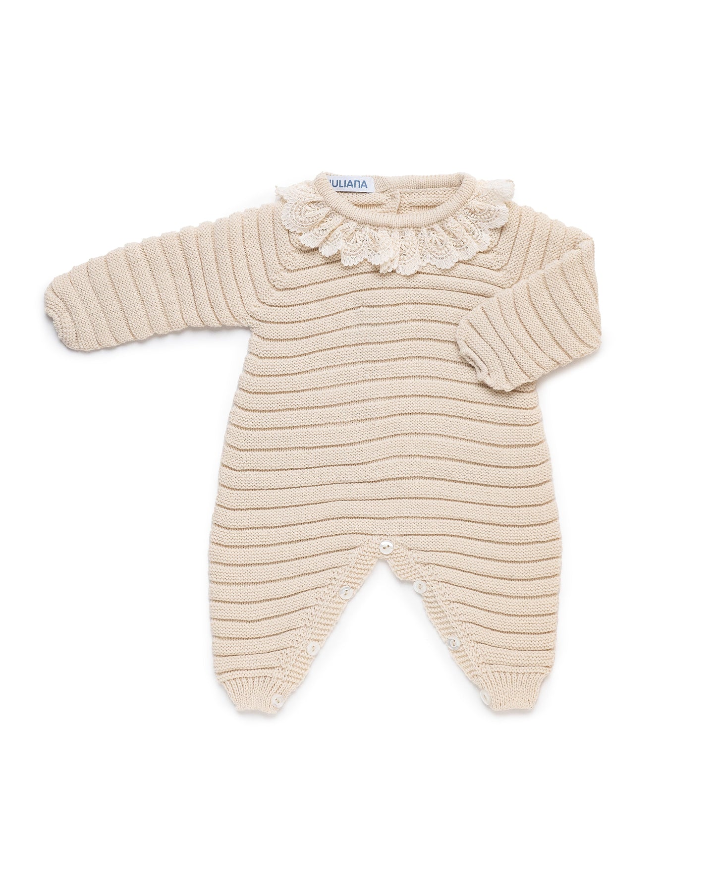 Pelele Bebé Largo Lines Crema 25627 - Colección Sonata de Juliana