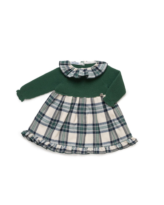 Vestido Cuadros Verde Musgo - Colección Sinfonia de Juliana