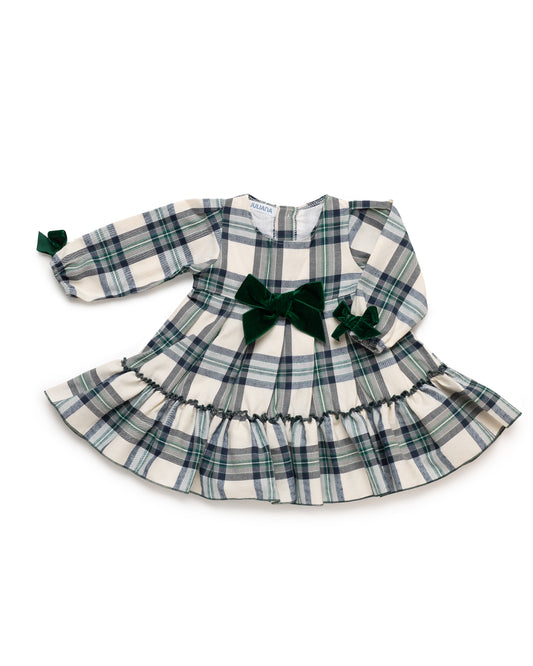 Vestido Cuadros Volante Verde Musgo - Colección Sinfonia de Juliana