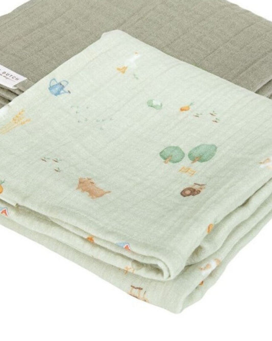 Pack 2 Muselinas 70x70 Pequeña Granja - Little Dutch