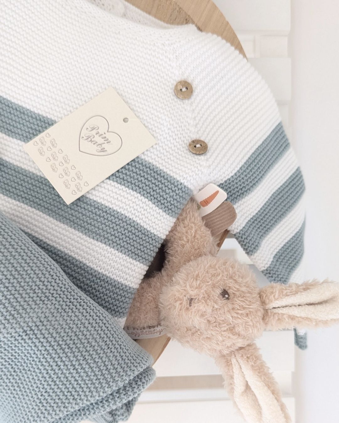 Conjunto Polaina Rayas Botones Verde Musgo 1103 - Primbaby