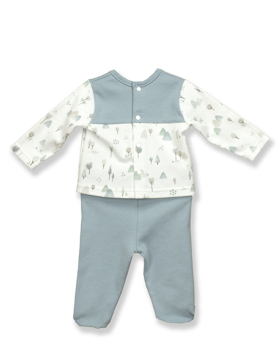 Conjunto Polaina Canesú Lovely Azul/Gris - Babidu