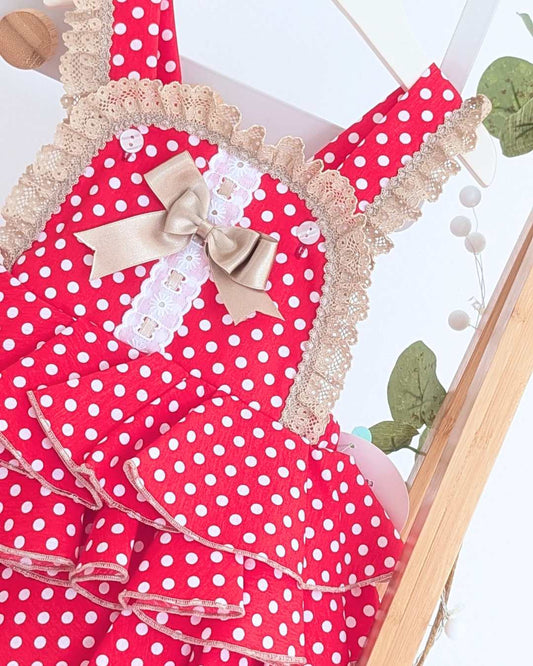 Ranita Flamenca Niña Volantes Rojo