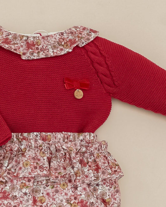 Conjunto Braguita Flores Granate Cereza 💖 Rouge Couture - Pangasa Baby