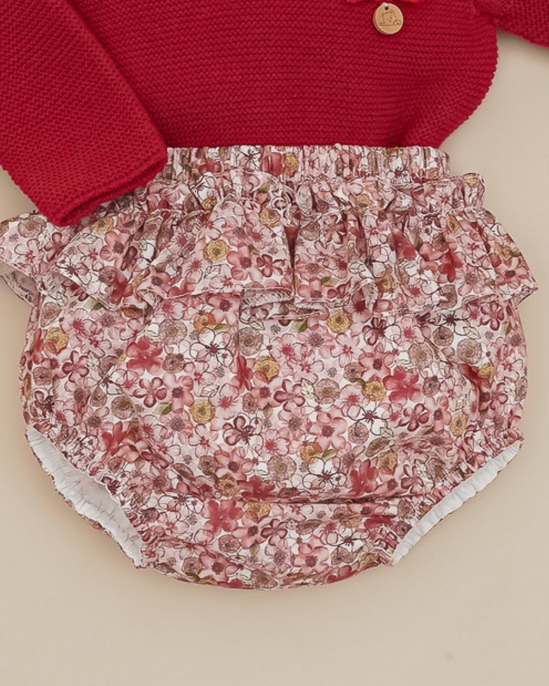 Conjunto Braguita Flores Granate Cereza 💖 Rouge Couture - Pangasa Baby