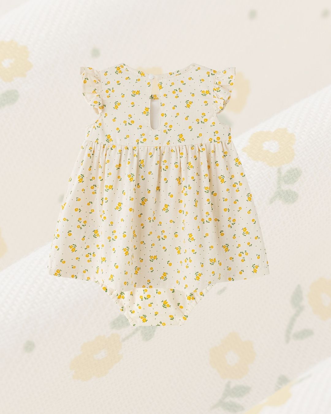 Vestido Bebé Con Braguita Florecitas Amarillas