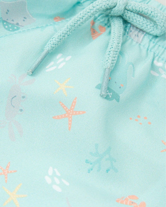 Bañador Bóxer Fondo de Mar verde Océano - Tutto Piccolo