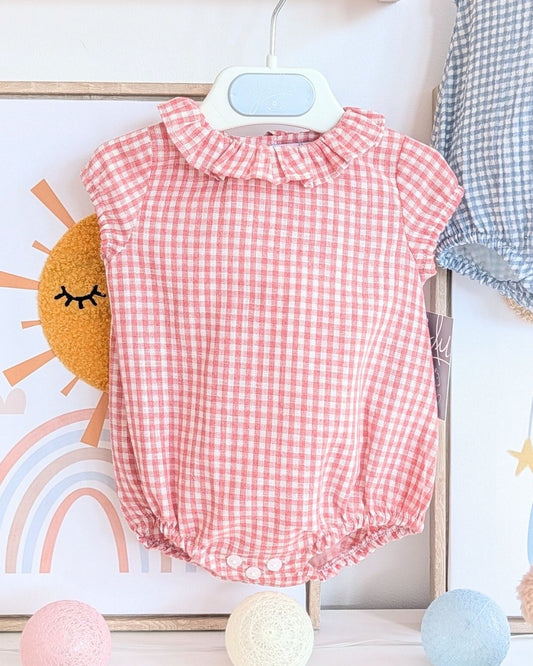 Body Bebe Cuadro Vichy Coral Familia Mayólica 3980VER-26 - Yoedu