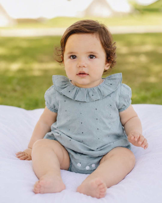 Body Bebe Perforado Verde Agua 3981PVER-26 - Yoedu