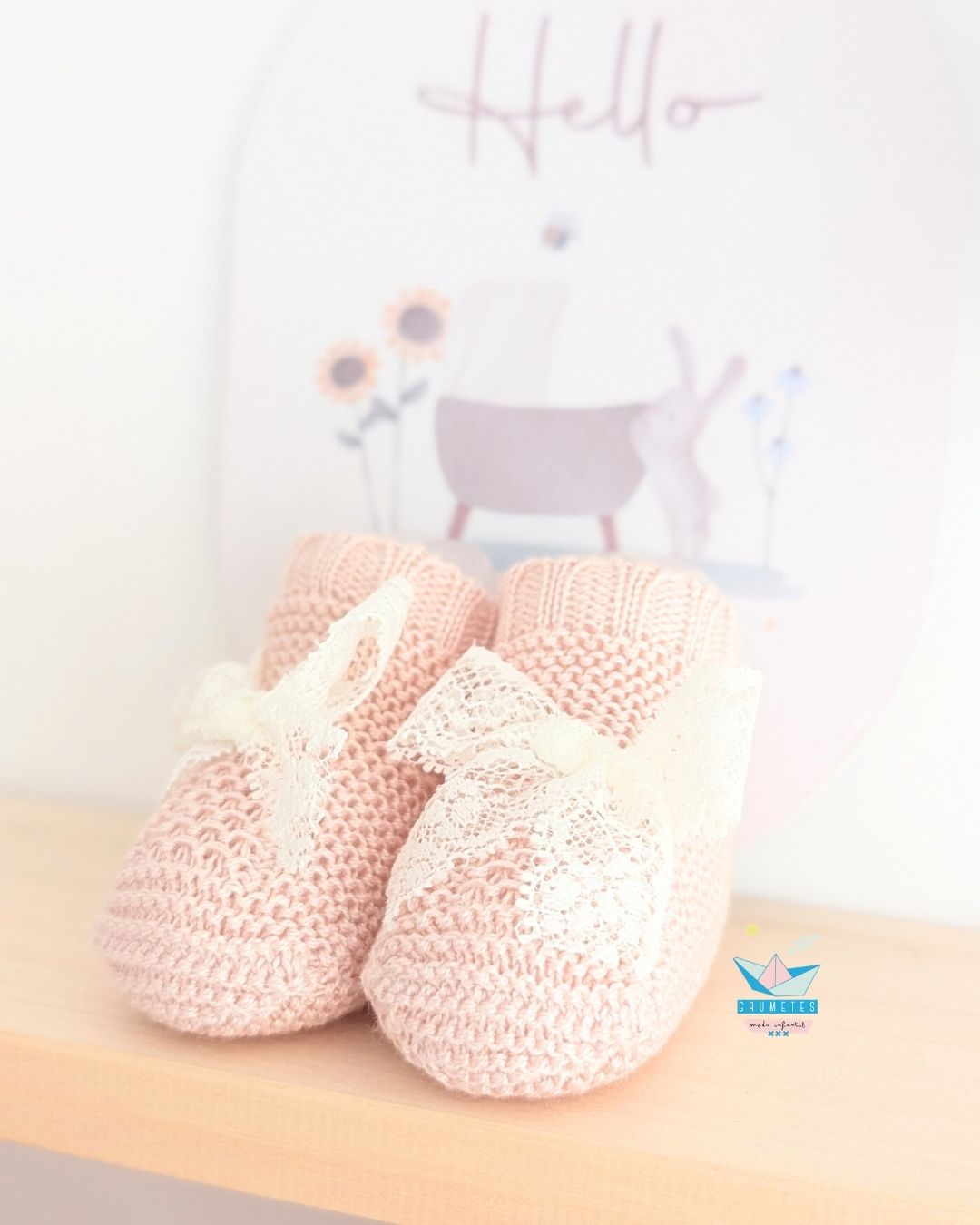 Bota Bebé Puntilla Rosa Palo - Juliana