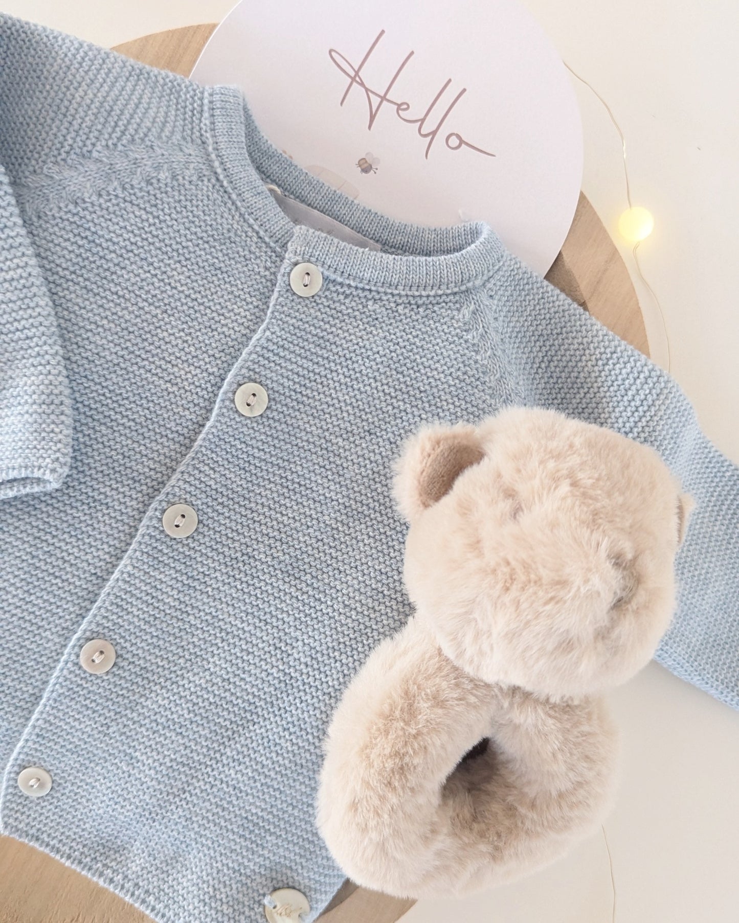 Cardigan Largo York Celeste Grisáceo - Martin Aranda