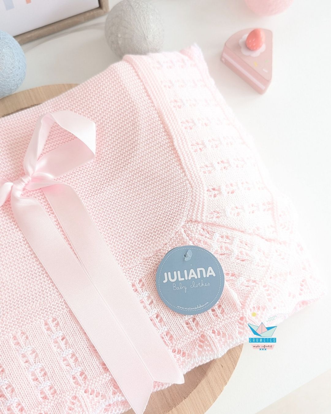 Chal Bebé Flor Rosa/Blanco - Juliana