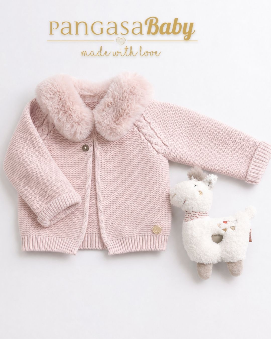 Chaqueta Cuello Pelito Rosa Empolvado - Pangasa Baby