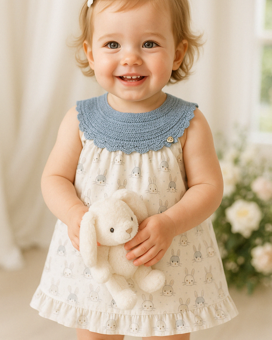 Vestido Conejitos Cielo - Colección Jugo Juliana