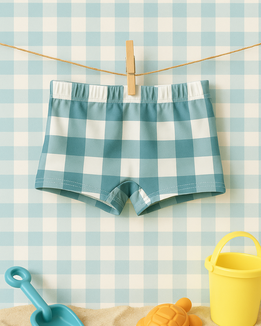 Bóxer Baño Cuadros Azul Lago - Calamaro