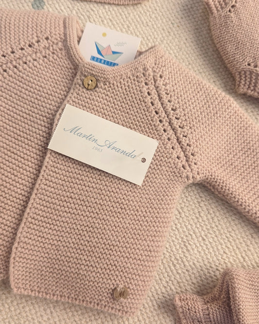 Cárdigan Punto Largo Taupe Rosa Empolvado - Martín Aranda Ref: 045-10205