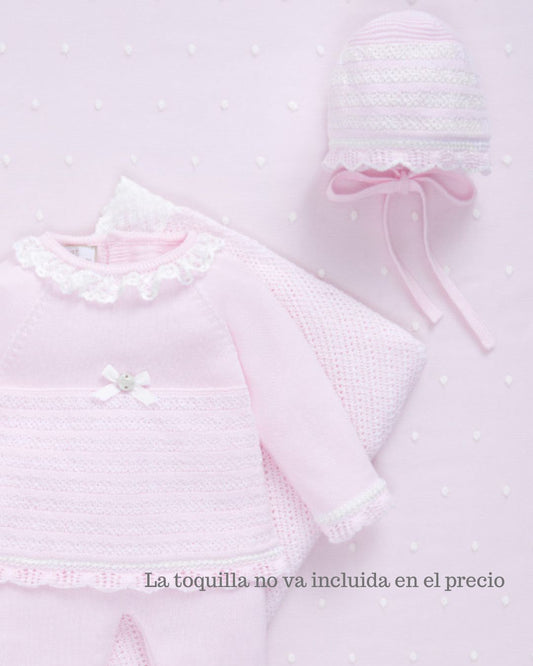 Conjunto ALAIA Jubón, polaina y capota Rosa Tiza - Paz Rodriguez