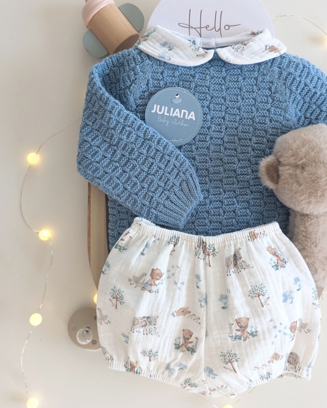 Conjunto Bebé Niño Pantalon Animalitos Azul Nube 25591 - Colección Trazos de Juliana