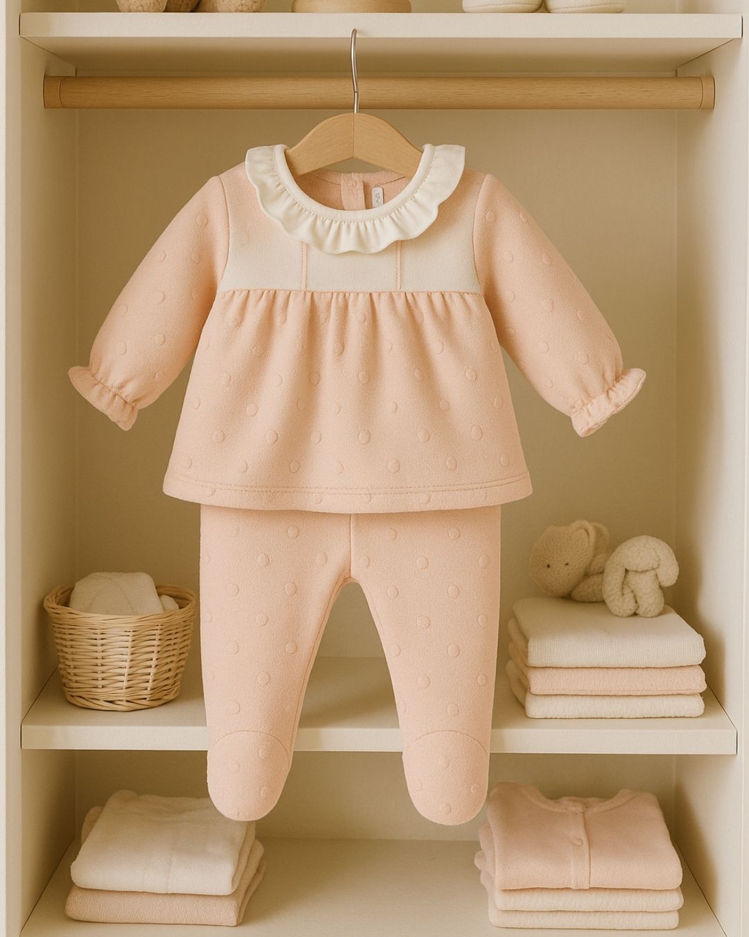 Conjunto Bebe Recien Nacido Polaina Burán Melocotón Calamaro